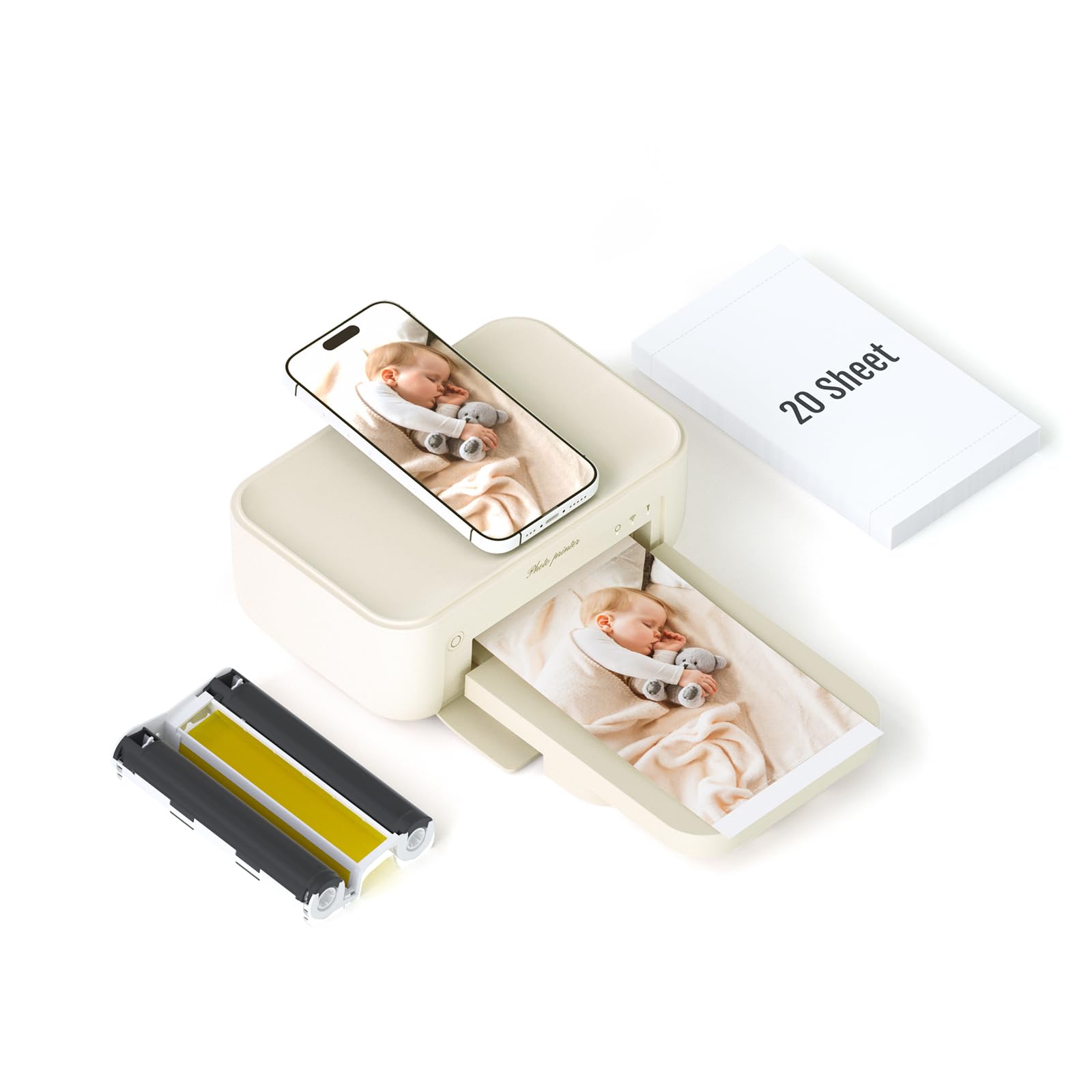 HPRT 4x6 Wireless Photo Printer with 20 Sheets & 1 Ribbon - Wi-Fi Instant Picture Printer for iPhone, Android Smartphones | Thermal Dye-Sublimation Technology | AR Video Printing | Portable Home Photo Printer for Parties, Travel & Scrapbooking