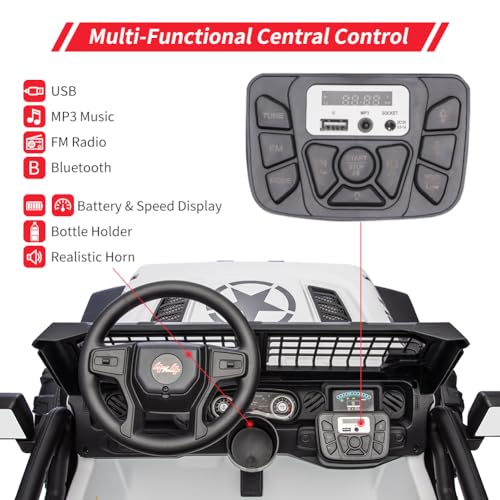 GARVEE 2 Seater Kids Ride On Truck with Parent Remote Control - 24V 9AH Electric Toy Car with LED Lights, Music & Horn - Large 20