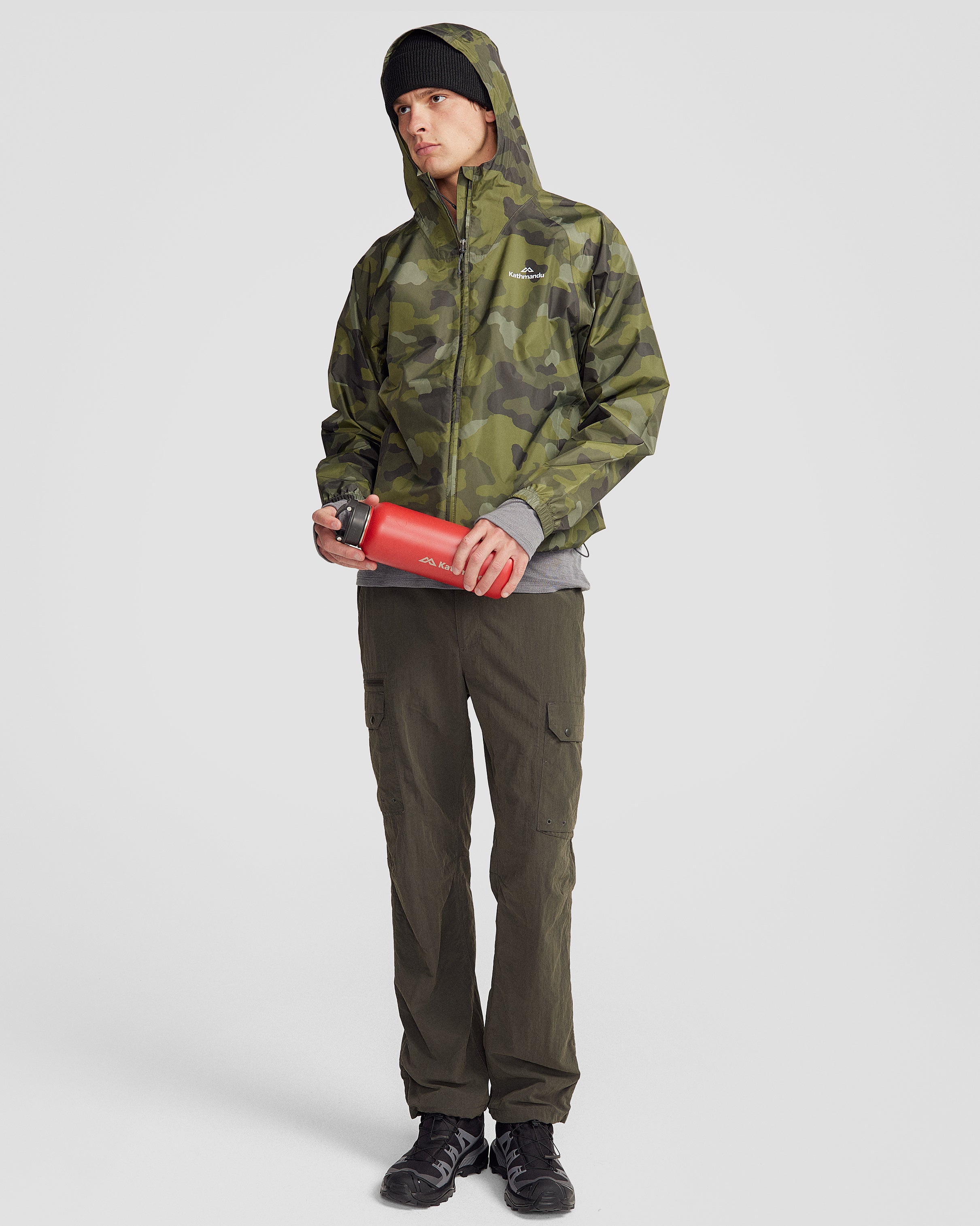 Pocket it 2L Men's Waterproof Rain Jacket v4 - Light Moss Tree Camo Print for Outdoor Hiking, Camping & Urban Commute