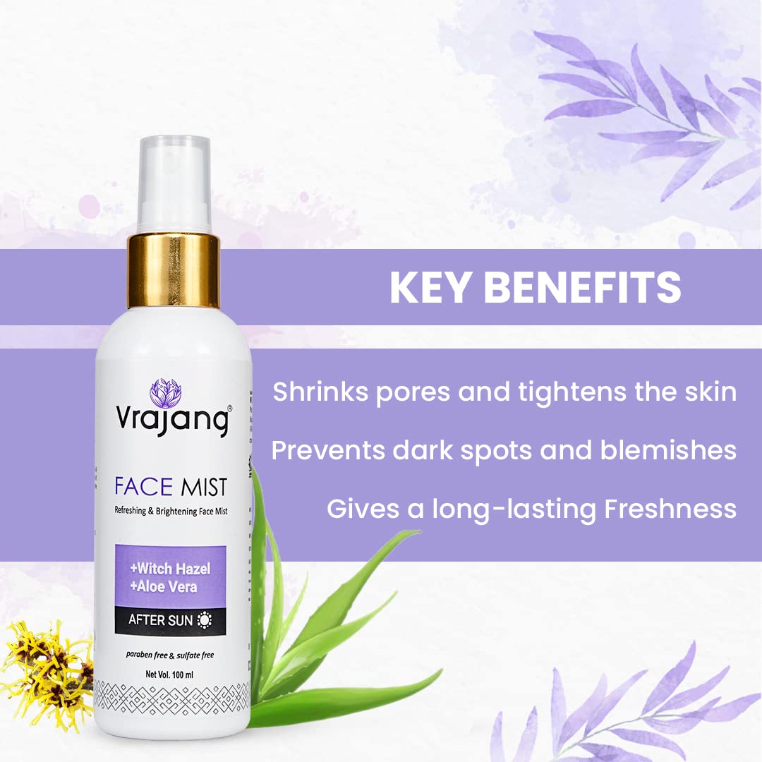 Vrajang Rose Water Face Mist with Aqua & Gomutra Ark - 100ml SLS & Paraben Free Hydrating Facial Spray | Perfect for Dry Skin, Post-Workout Refresh & Travel Skincare