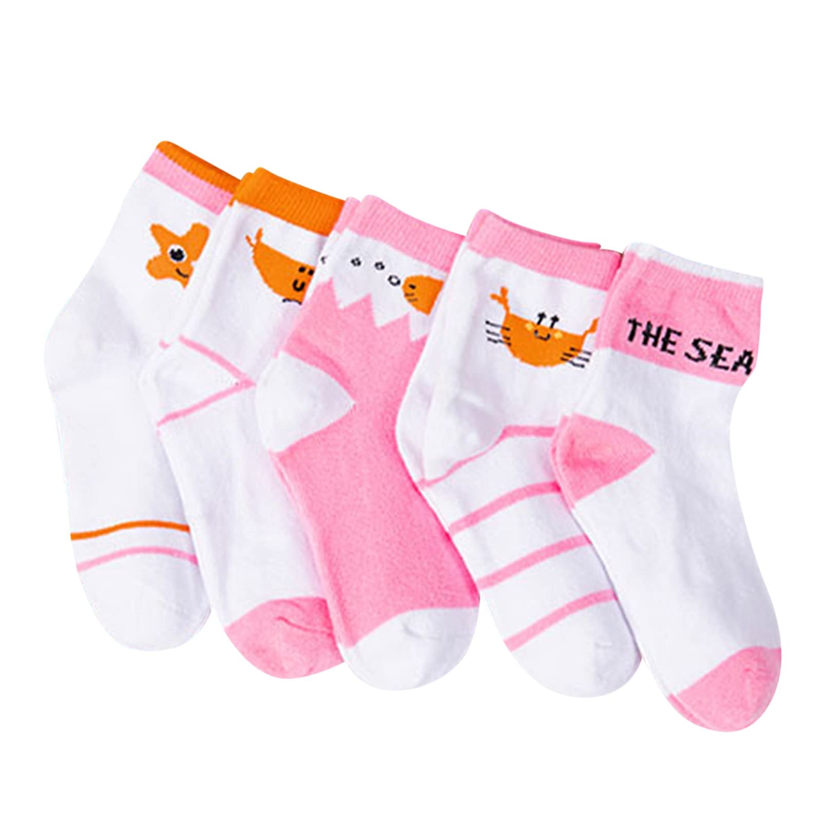 5 Pairs of Cotton Cartoon Socks for Boys & Girls - Breathable Baby Children's Running Socks for Sports & Daily Wear - Cute Kids' Athletic Socks for School, Playtime & Family Outings