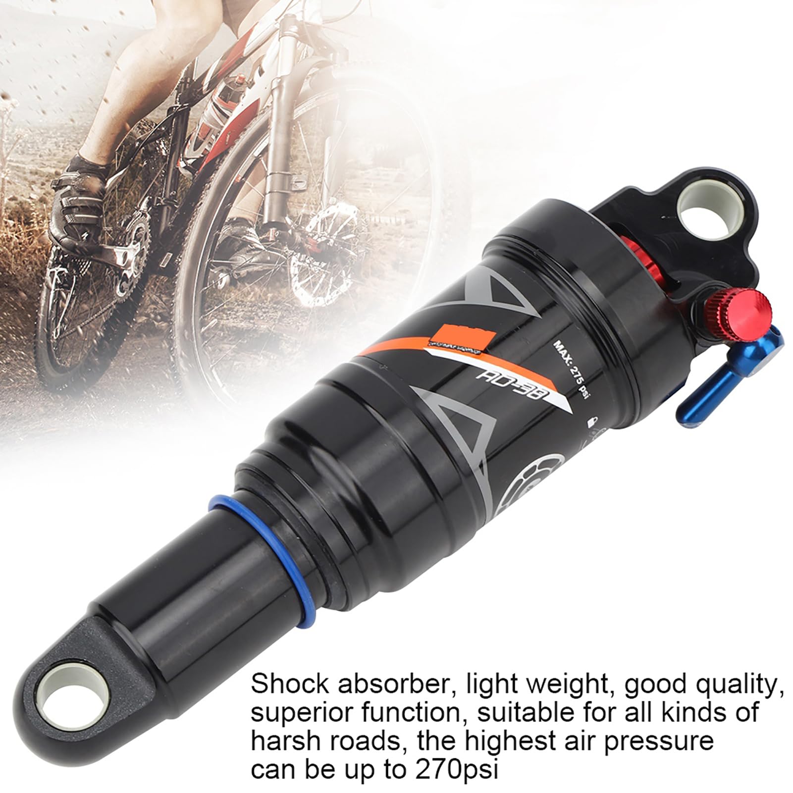 Dilwe 165MM Air Pressure Rear Shock Absorber - Soft Rear Frame Tail Accessory for Mountain Bikes | Off-Road Cycling & Trail Riding Comfort Upgrade