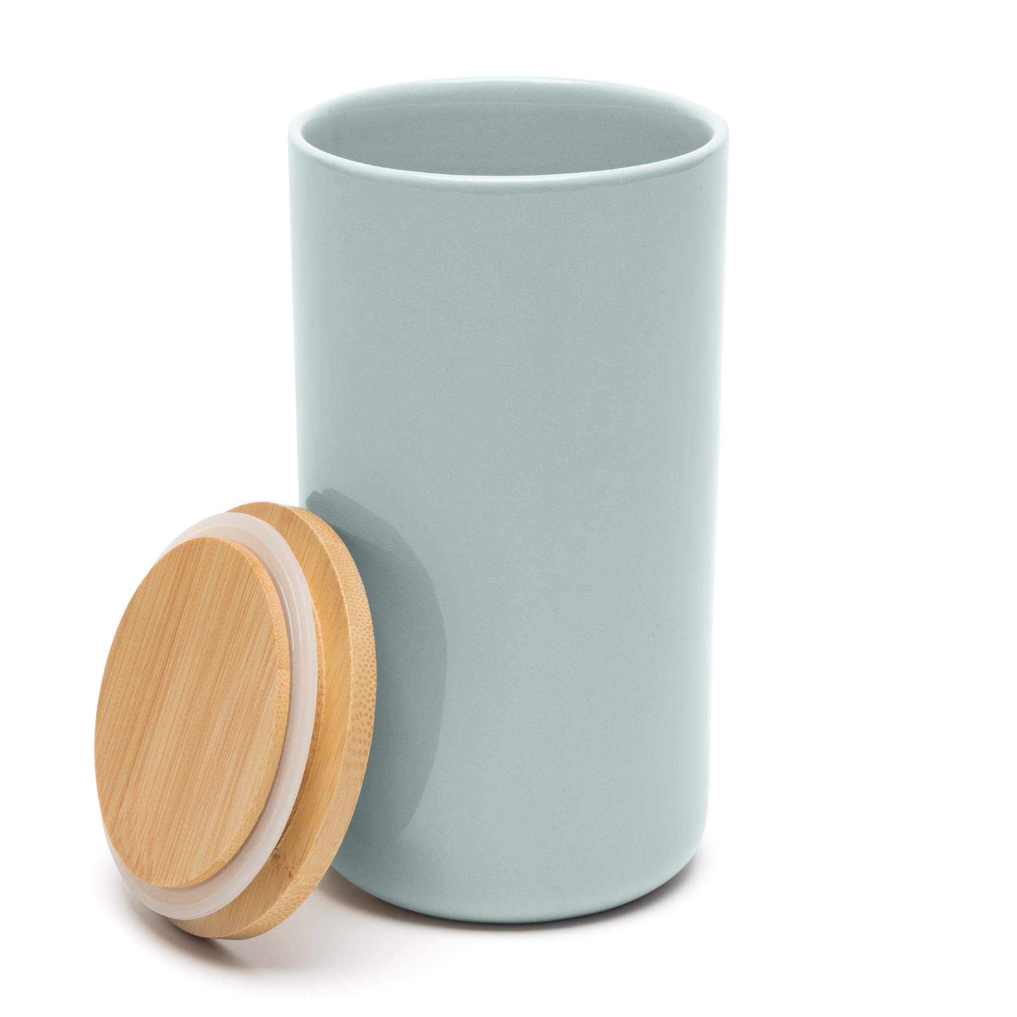 Waggo Simple Solid Ceramic Cookie Jar & Pet Treat Storage - Airtight Modern Kitchen Canister with Lid for Cookies, Snacks, Dog Treats - Perfect for Pantry Organization & Countertop Display (Cloud Design)