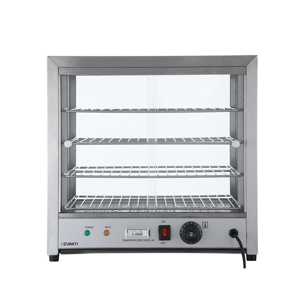 Devanti 54cm Commercial Food Warmer - Stainless Steel Hot Display Cabinet for Restaurants, Buffets & Catering | Perfect for Keeping Pizza, Pastries & Meals Warm