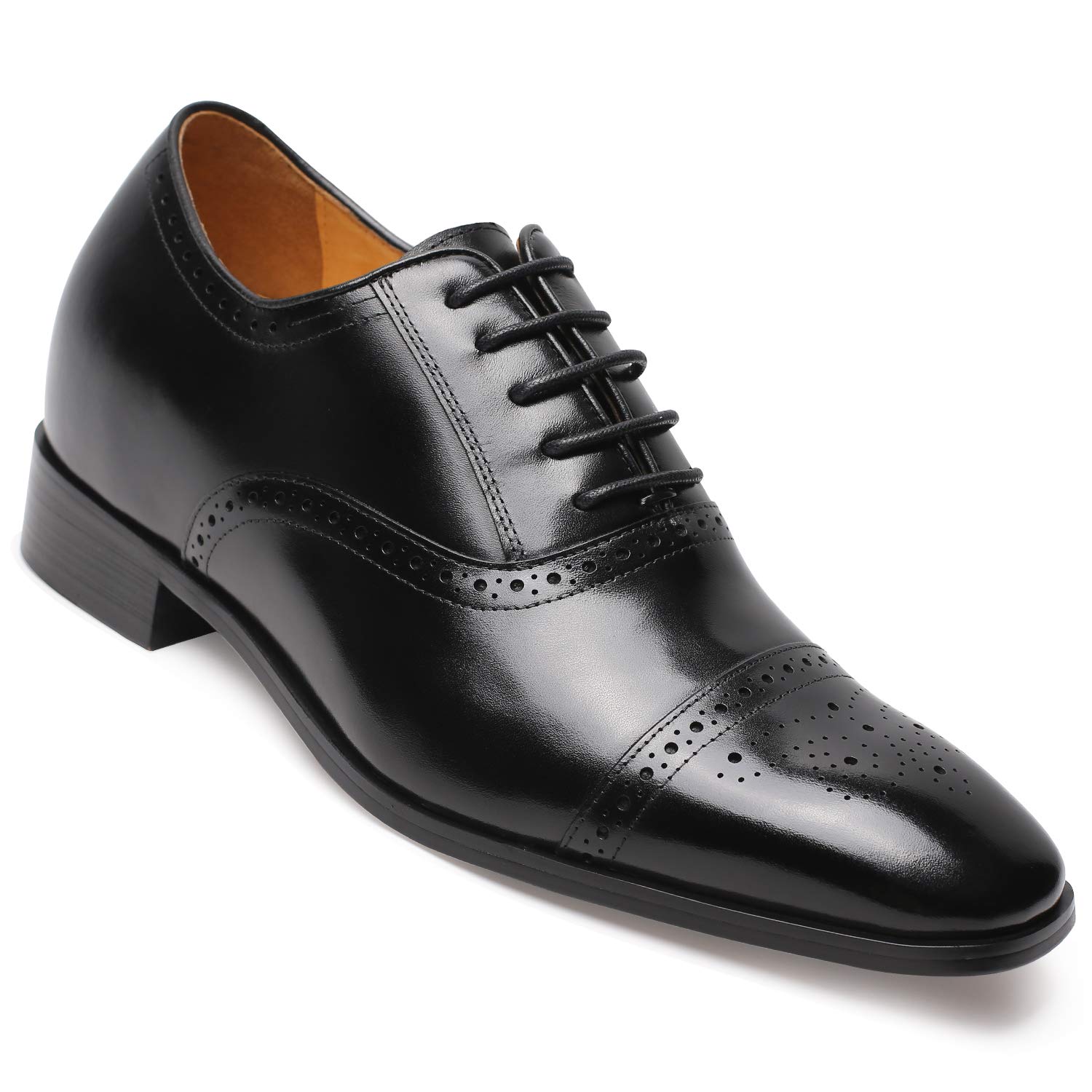 CHAMARIPA Men's Elevator Shoes with Built-in Height Insoles - Breathable Leather Dress Shoes for Men | Custom Fit, Arch Support & Hidden Height Boost | Perfect for Work, Dating & Formal Occasions