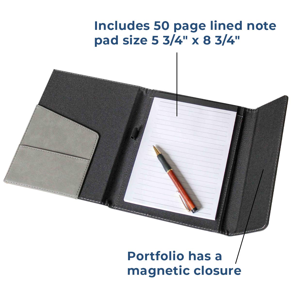 Custom Monogrammed Canvas Portfolio with Notepad - Personalized Leather Padfolio for Business Professionals | Ideal for Office Meetings, Corporate Gifts & Executive Accessories