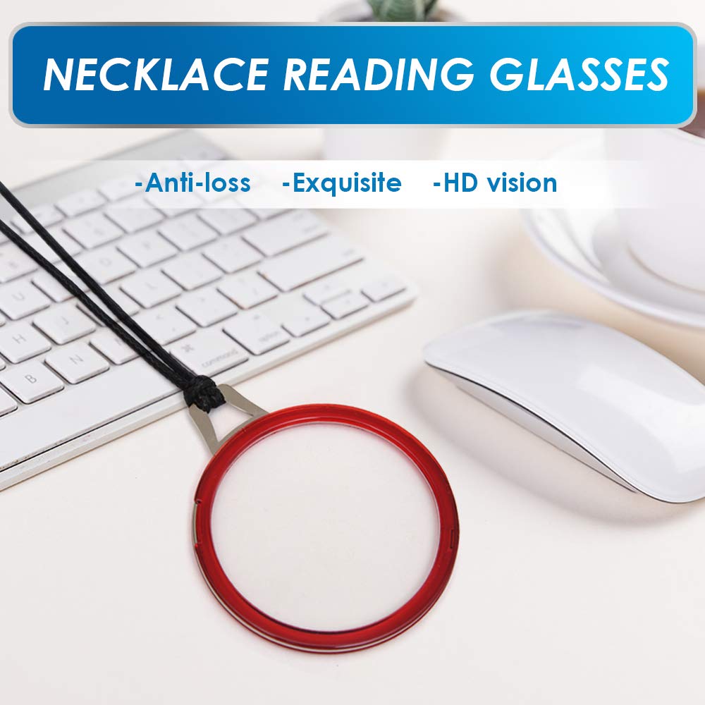TERAISE Lightweight Reading Glasses Pendant Necklace - Anti-Loss Readers with Exquisite Case for Women | Perfect for Reading, Shopping & Travel Accessories