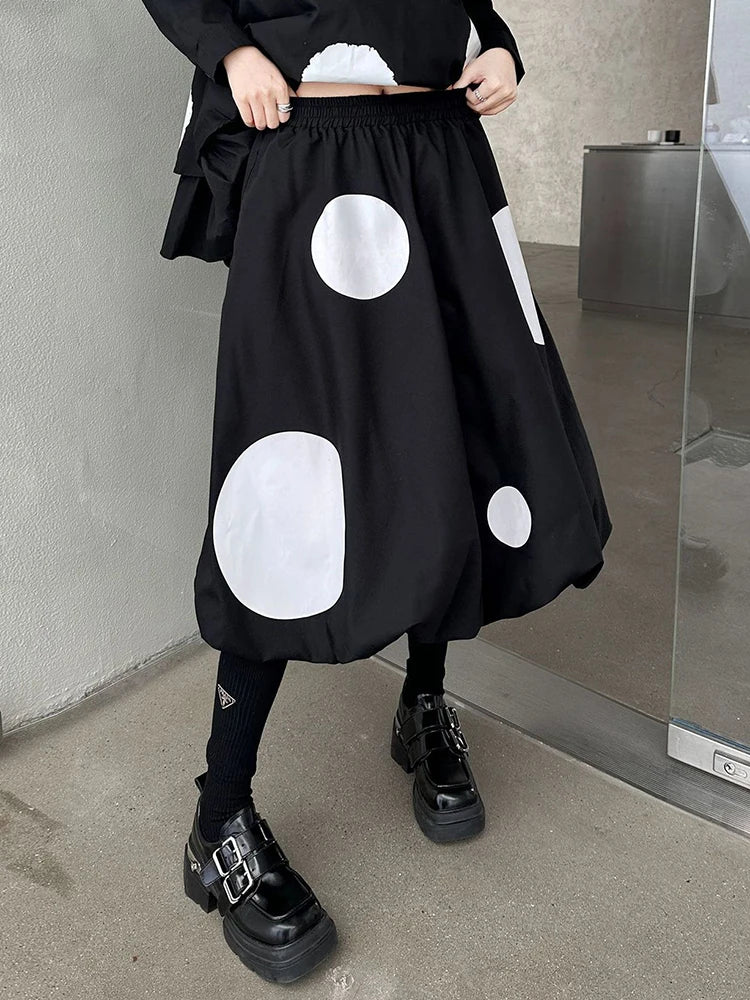 Black Dot Oversized Asymmetrical Shirt Dress Two-Piece Set with Lapel Long Sleeve - Women's Fashion Outfit for Spring & Fall 2025 (Style 1DH9366) | Perfect for Office Wear, Date Nights & Casual Outings