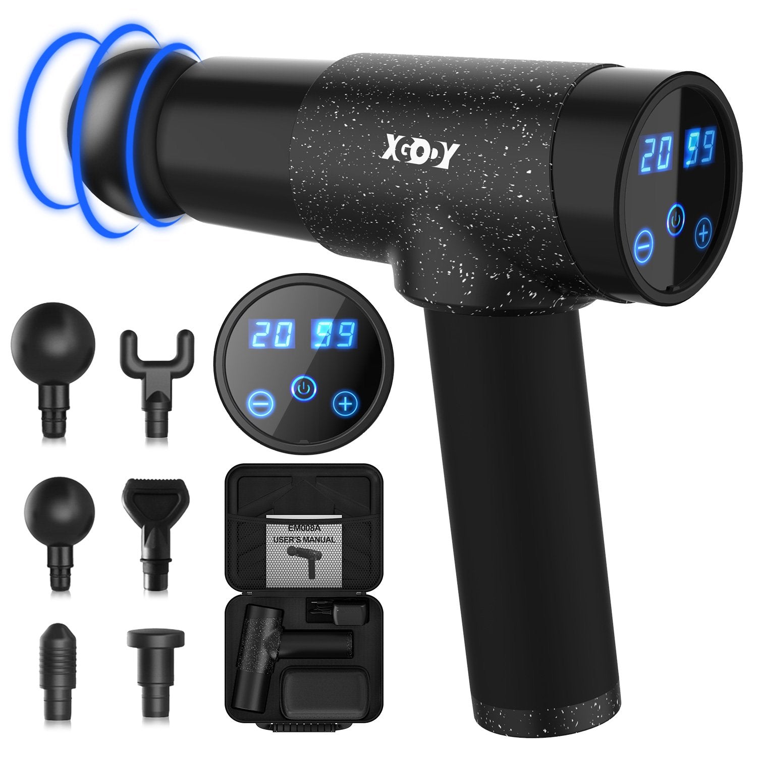 Xgody EM008 Deep Tissue Massage Gun - Professional Percussion Therapy for Muscle Pain Relief & Recovery - Perfect for Athletes, Gym Workouts & Home Use