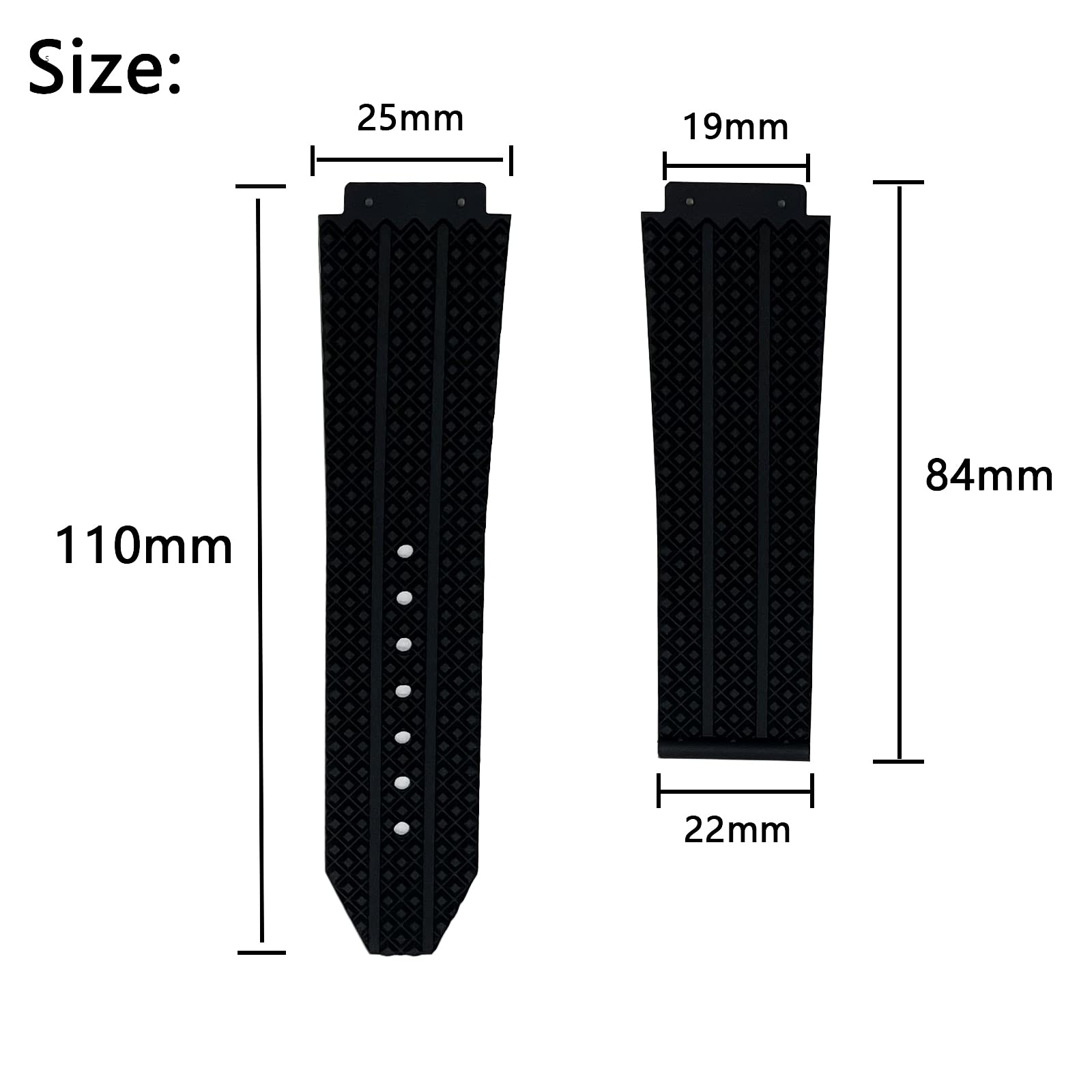 21mm 25mm Rubber Watch Band Replacement Strap - Waterproof Durable Silicone Watch Strap with Tool for Hublot Big Bang - Perfect for Swimming, Sports & Everyday Wear