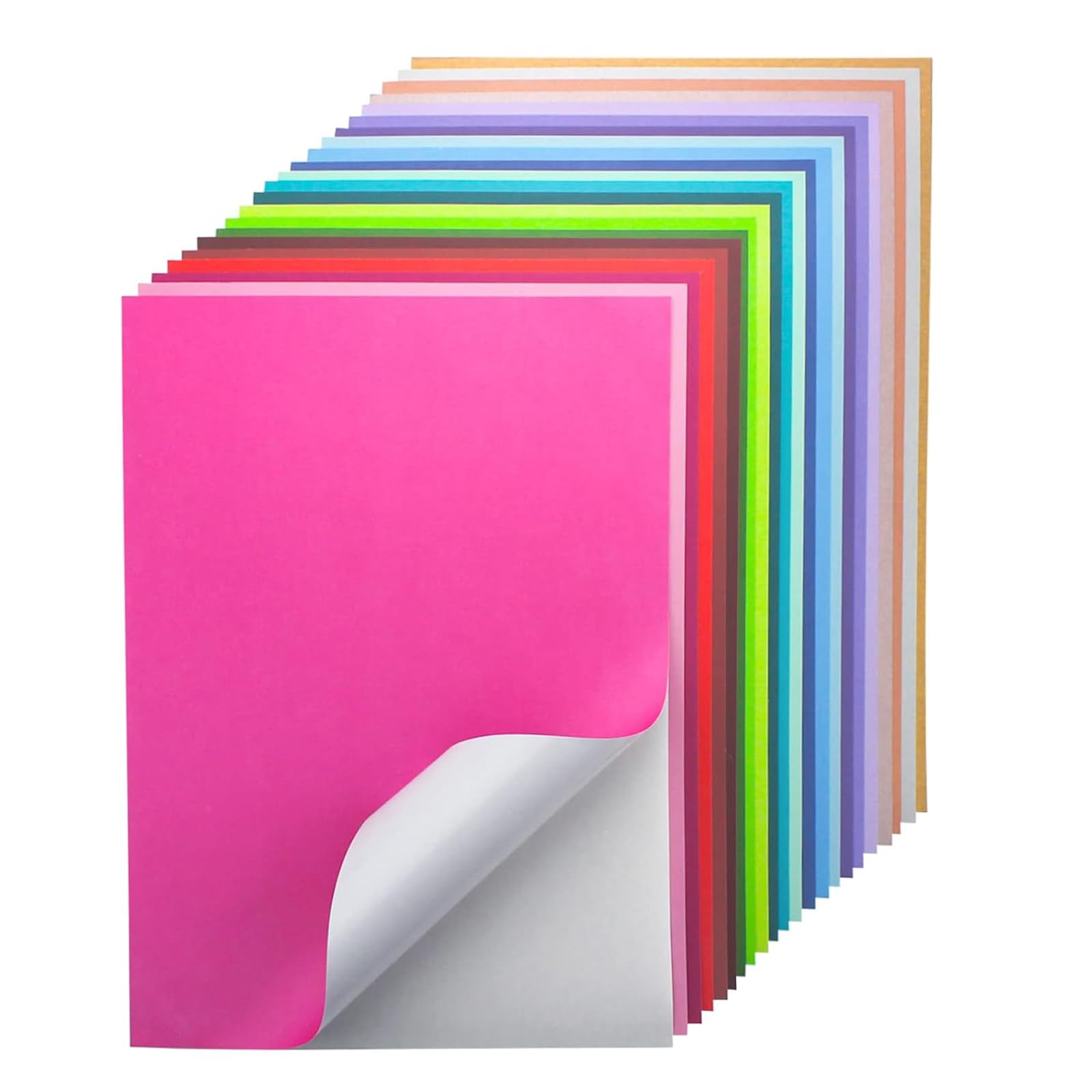24 Sheets Self-Adhesive Cardstock Paper - 22 Vibrant Colors, A4 Printable Sticker Paper for Cricut & Printers, 250gsm/92lb Thick Adhesive Paper for DIY Crafts, Scrapbooking, Party Decorations - Perfect for Home, Office & School Projects