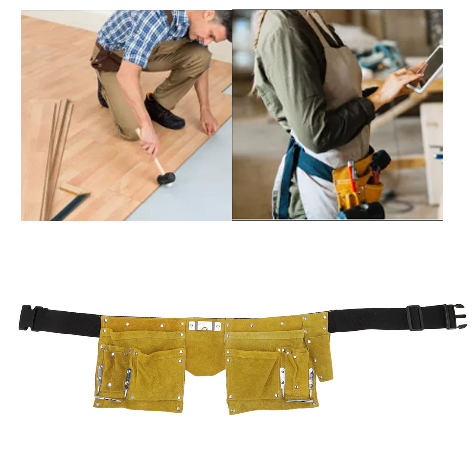 10-Pocket Carpenter Tool Belt with Quick Release Buckle - Heavy Duty Work Apron for Woodworkers, Framers, Contractors & Plumbers - Ideal for Construction Sites & DIY Projects