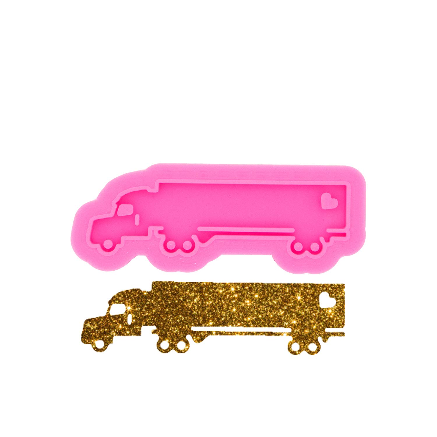 Shiny Glossy Truck & Van Keychain Silicone Molds for Resin Casting - DIY Epoxy Resin Jewelry Making, Polymer Clay Crafts - Cartoon Car Key Ring Pendant Molds with Hole - Perfect for Handmade Gifts, Car Accessories & Unique DIY Projects