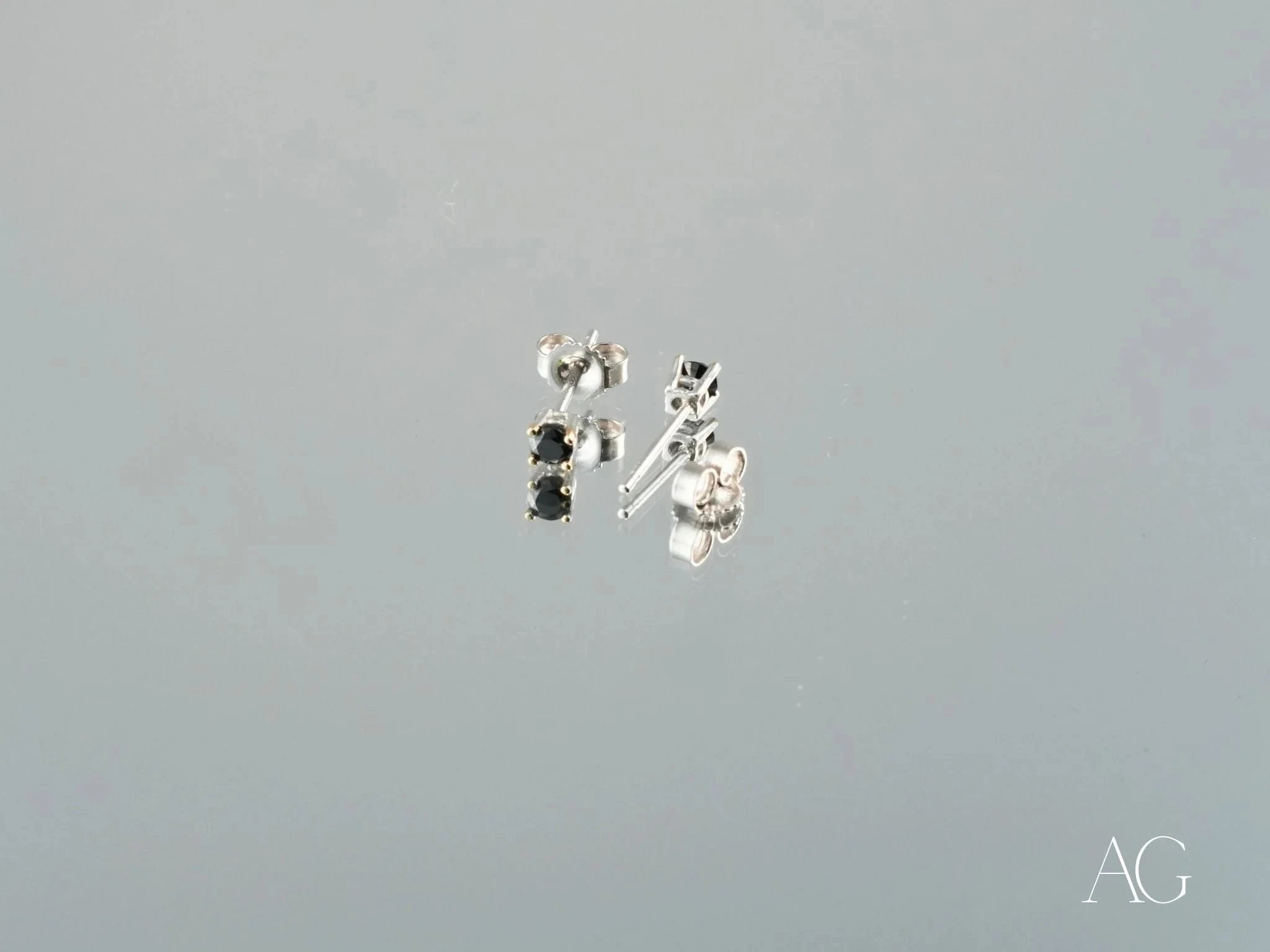 18K White Gold Black Diamond Stud Earrings for Women - Elegant Noir Jewelry for Wedding, Party & Special Occasions