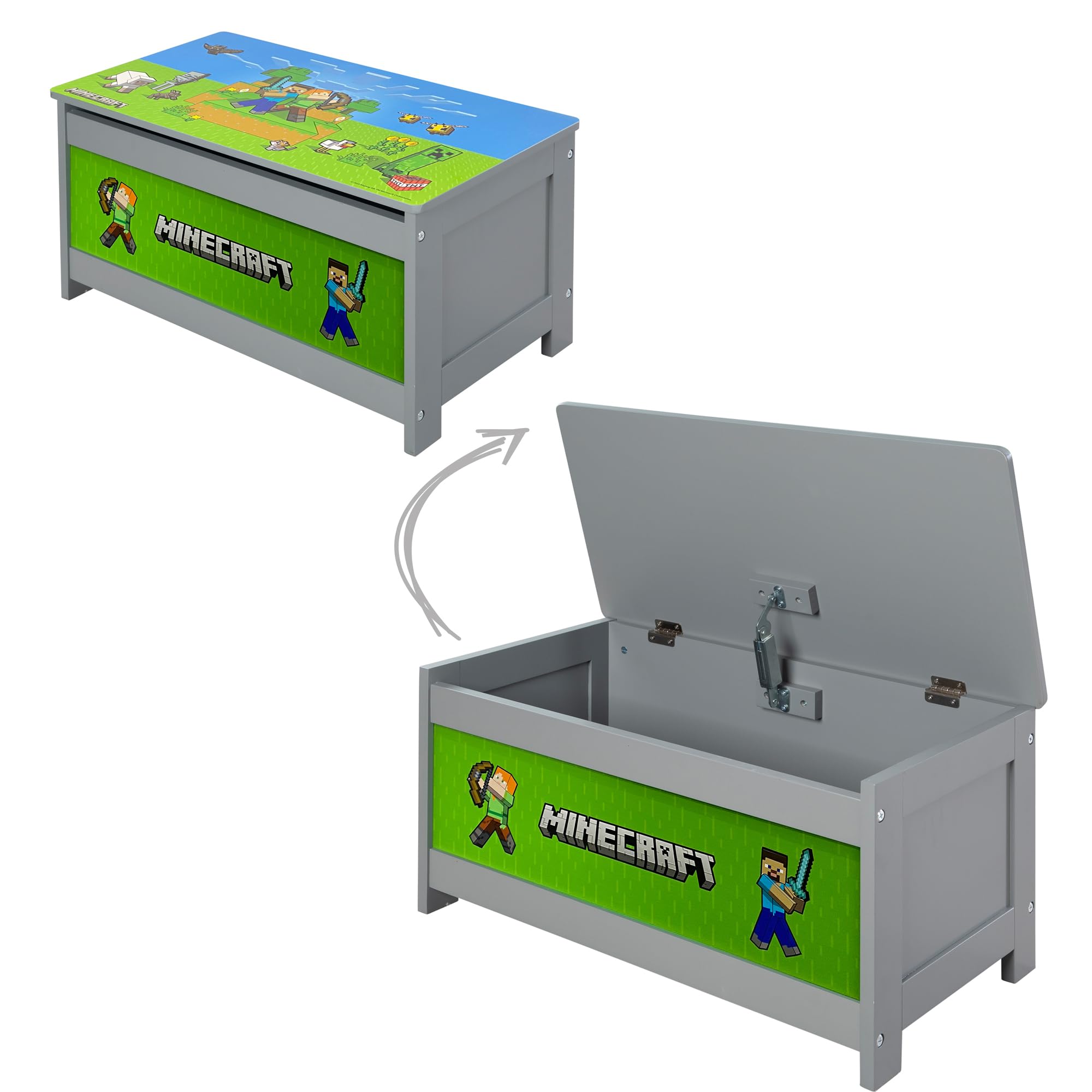 Minecraft Wooden Storage Chest - Game Themed Decor for Kids Room & Playroom