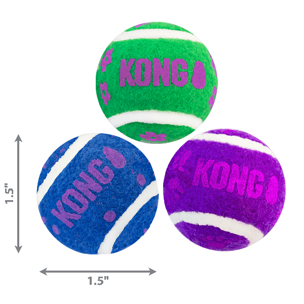 KONG Cat Toys - Active Tennis Balls with Bells for Indoor & Outdoor Play - Fun Interactive Cat Exercise Toys for Kittens & Adult Cats
