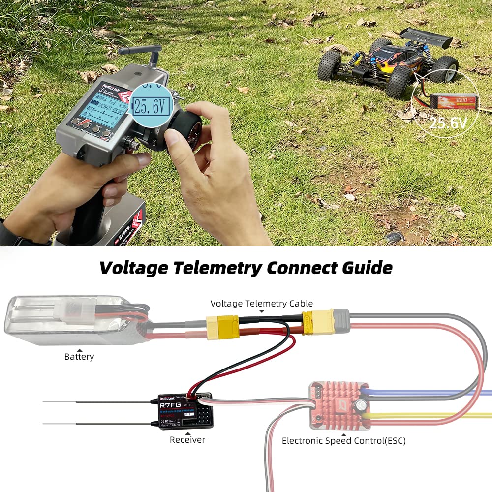 Radiolink RC6GS V3 2.4GHz 7-Channel RC Car Radio Controller Kit with R6FG Gyro Receiver - Long Range Remote Control for RC Crawler, Truck, Drifting, Buggy - Perfect for Off-Road Racing and Professional RC Hobbyists