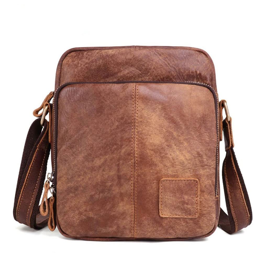 Premium Genuine Leather Messenger Bag for Men - Business Travel Crossbody Shoulder Bag with Flap Closure (Brown) - Perfect for Office Commute, Daily Use & Business Trips