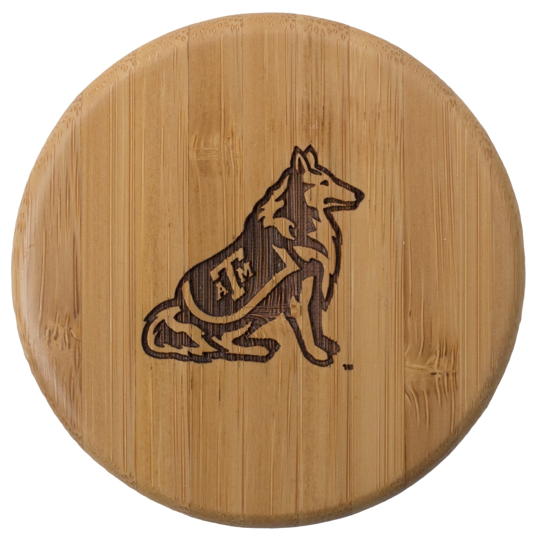 Texas A&M Logo Laser Etched Bamboo Round Salt Box with Lid - Premium Spice Storage for Kitchen, Dining Table & BBQ Seasoning
