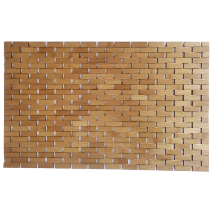 Liveinu Bamboo Wooden Bath Mat - Anti-Slip Shower Mat for Bathroom, Kitchen & Spa - Natural Brown Wood Floor Rug (19.5