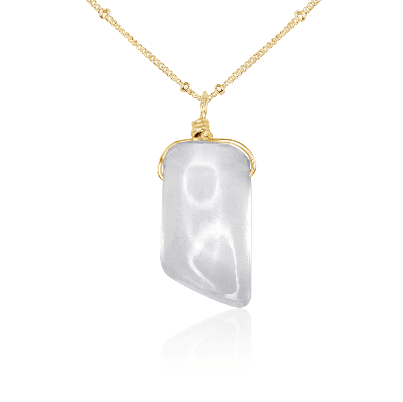 Small Smooth Crystal Quartz Pendant Necklace - Elegant Healing Stone Jewelry for Women, Perfect for Meditation, Yoga & Spiritual Gifts