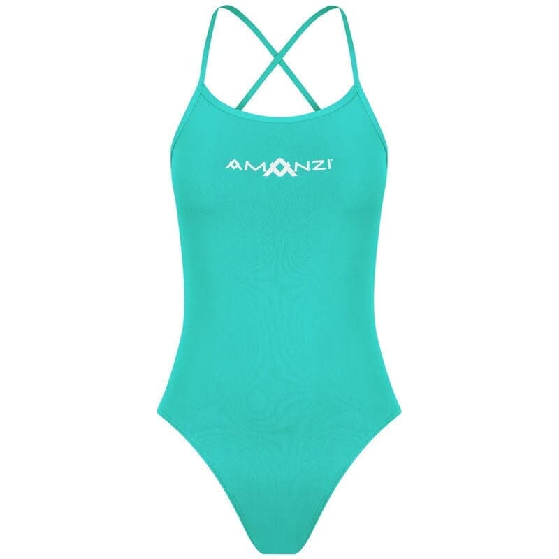 AMANZI Girls Tie Back Swimsuit One Piece - Spearmint Green Bathing Suit for Kids | Beach, Pool & Summer Water Activities