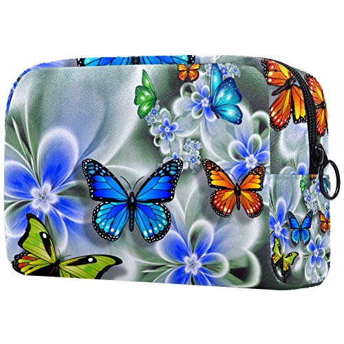 Butterfly Flowers Large Cosmetic Bag for Women - Waterproof Makeup Organizer with Multiple Pockets, Travel Toiletry Case for Makeup Brushes & Beauty Essentials - Perfect for Travel, Gym & Daily Use