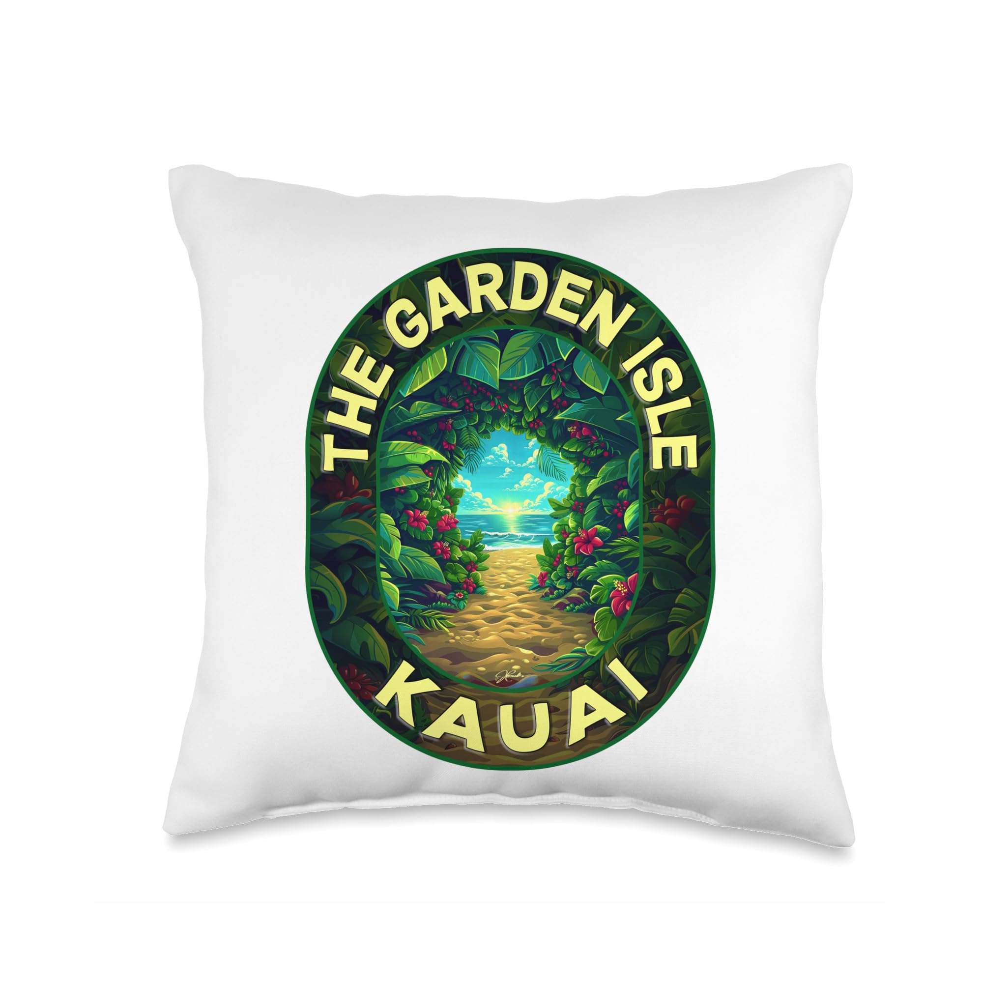 Hawaiian Jungle to Beach Throw Pillow - Tropical Island Decor for Living Room, Bedroom & Outdoor Patio - Perfect for Home, Vacation Rental & Beach House Decor