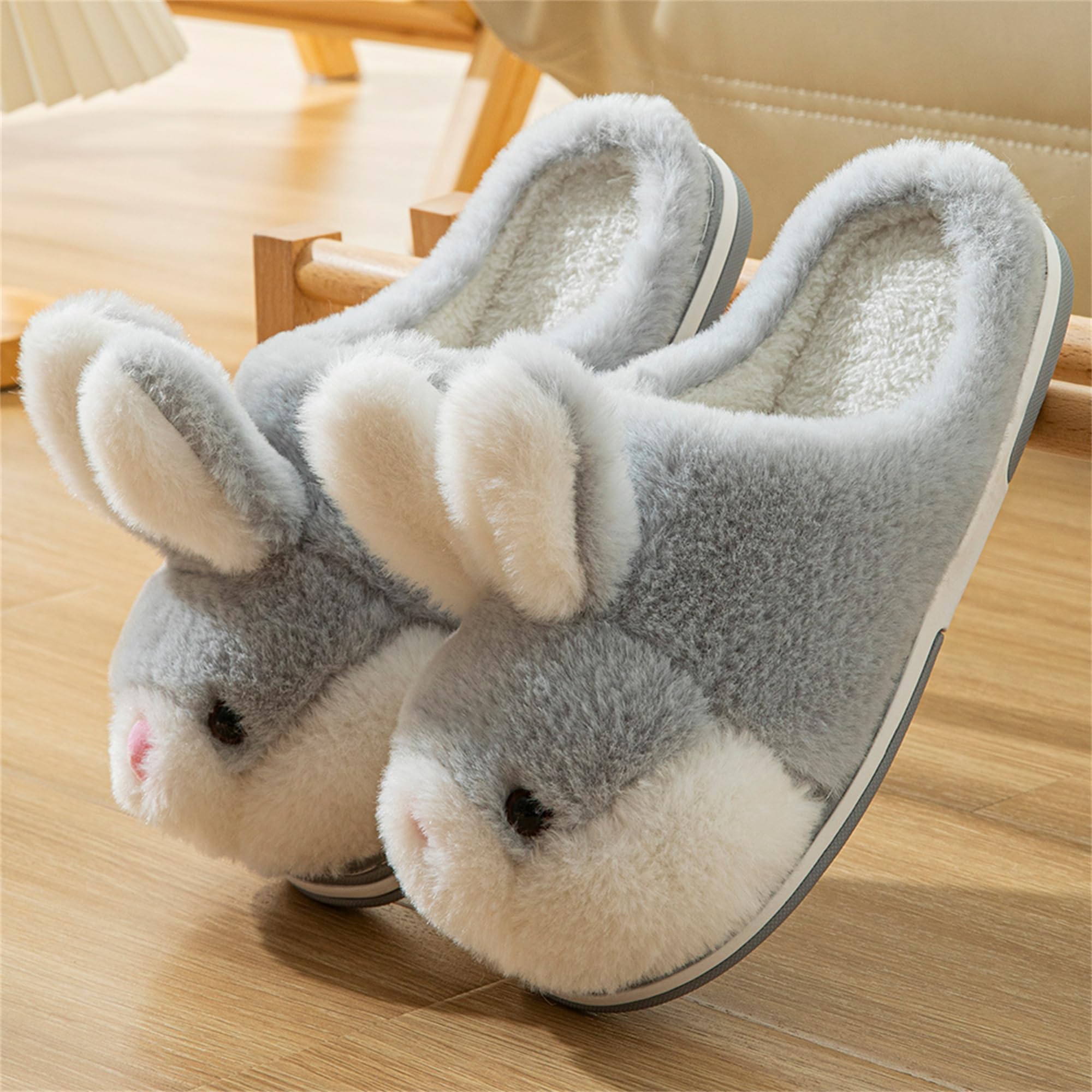 LANFIRE Women's Cute Rabbit Animal Slippers - Soft Plush Fuzzy Winter House Shoes for Women, Warm Cozy Indoor Slippers with Non-Slip Sole | Perfect for Home, Lounge, and Gift Giving