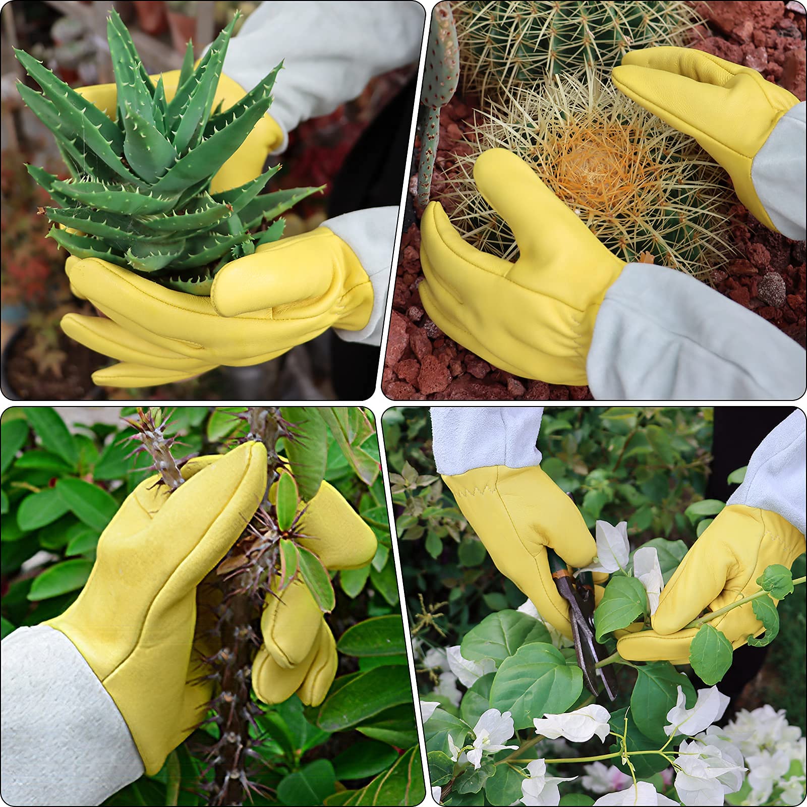 Rose Pruning Gloves - Thorn Proof Gardening Gauntlets for Men & Women | Goatskin Leather Cactus Gloves | Perfect for Rose Bushes, Cactus Care & Landscaping | Ideal Gardening Gift (Small)