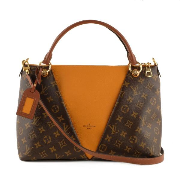 Authentic Louis Vuitton V Tote MM Handbag - Monogram Canvas with Safran Yellow Leather Trim - Perfect for Work, Travel & Everyday Luxury Accessory