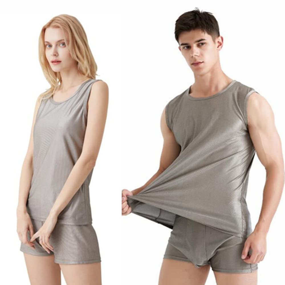 EMF Shielding Anti-Radiation Clothing for Men & Women - Silver Fabric Tank Tops, Shirts, Shorts & Vests | Protect Against 5G, WiFi & Electronic Pollution | Perfect for Office, Travel & Home Use
