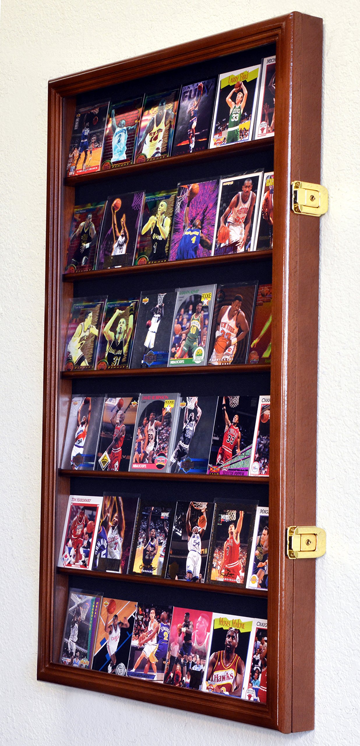 Premium Walnut Large Sport & Collectible Card Display Case with Glass Door - Perfect for Showcasing Trading Cards, Sports Memorabilia & Collectibles at Home or Office