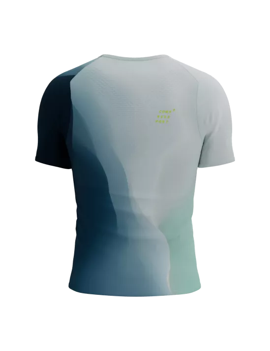 Compressport Men's Performance Short Sleeve Running Shirt - Moisture Wicking Athletic Top for Marathon & Training - Niagara Blue - Ideal for Jogging, Gym Workouts & Outdoor Sports