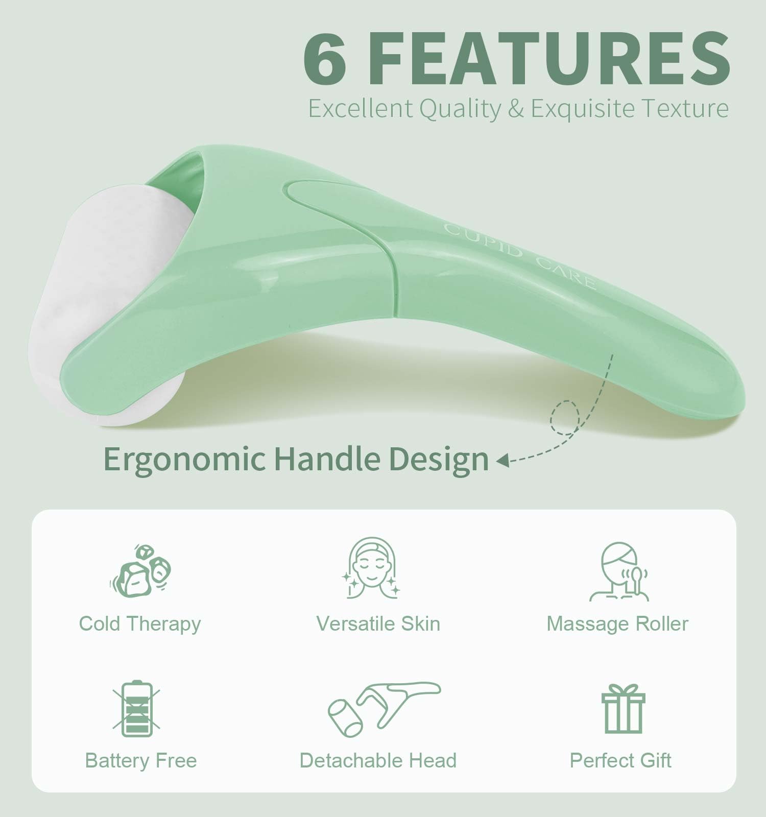 **Ice Roller for Face & Eye – 2-Pack Cooling Face Massager for Puffiness & Wrinkles Relief, Self-Care Skin Therapy, Perfect Gift for Women & Men (Green) – Use for Morning Routine, Post-Workout Recovery & Spa Relaxation**