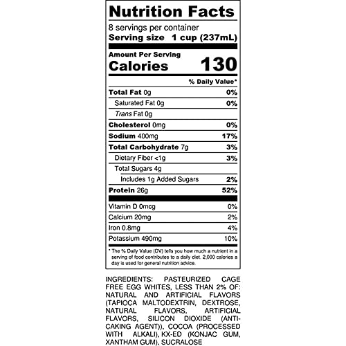 Cage-Free Chocolate Mocha MuscleEgg Liquid Egg Whites - 4 Half-Gallons (64oz Total) | High Protein Breakfast & Baking Ingredient for Smoothies, Pancakes, and Protein Shakes