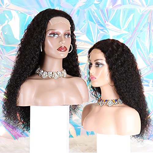 Deep Wave 4x4 Lace Front Wig Human Hair - Brazilian Virgin Hair Wigs for Black Women | Pre-Plucked Lace Closure Wig with 150% Density | Natural Black Deep Curly Wigs (20 Inch) | Perfect for Daily Wear, Special Occasions & Protective Styling
