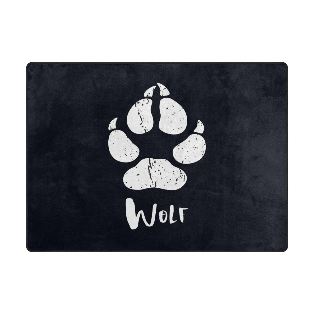 ALAZA Wolf Paw Print Black Area Rug 5'3