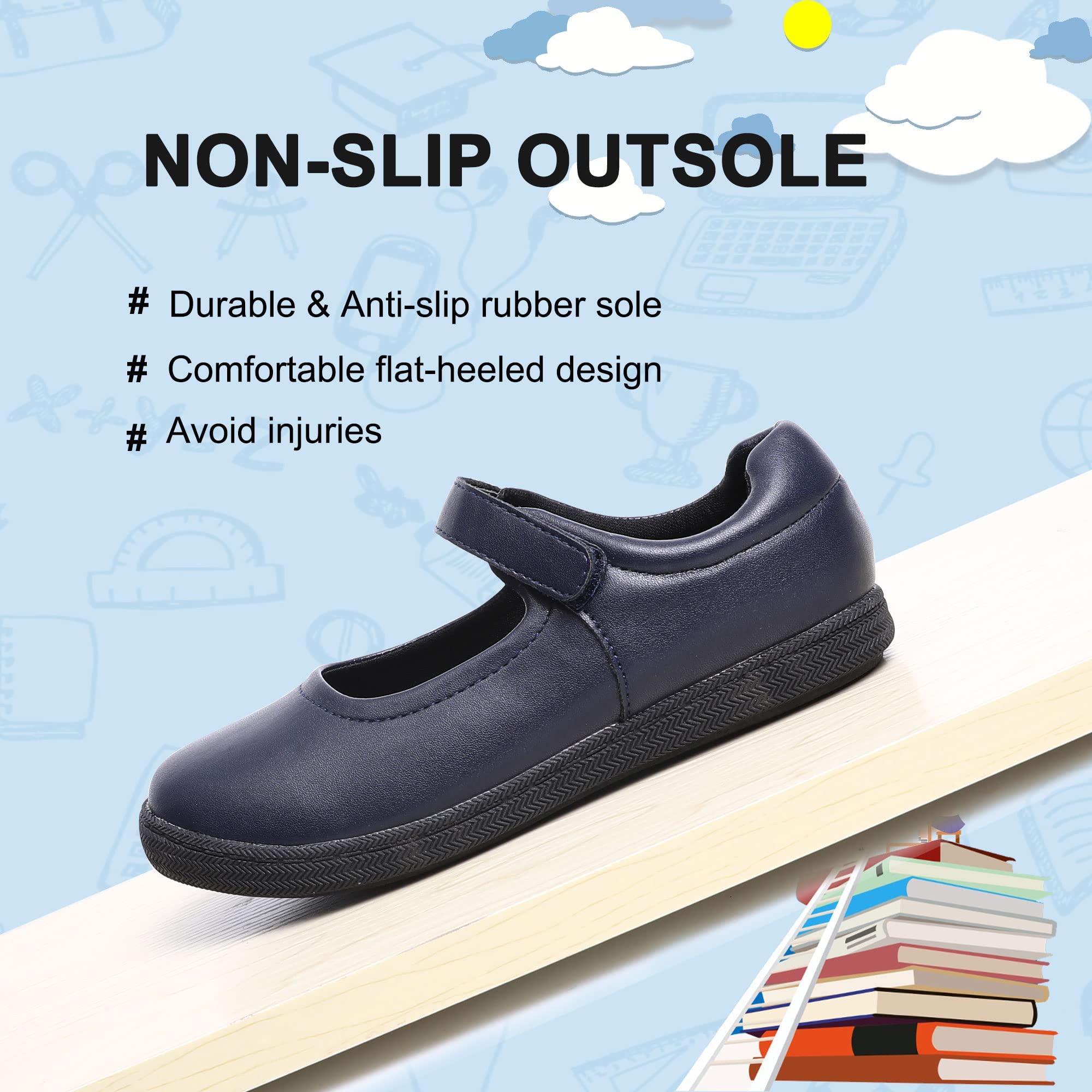 Girls Mary Jane Shoes - Cute Flats for School Uniform, Dresses & Weddings | Comfortable Dress Shoes for Back to School, Parties & Special Occasions