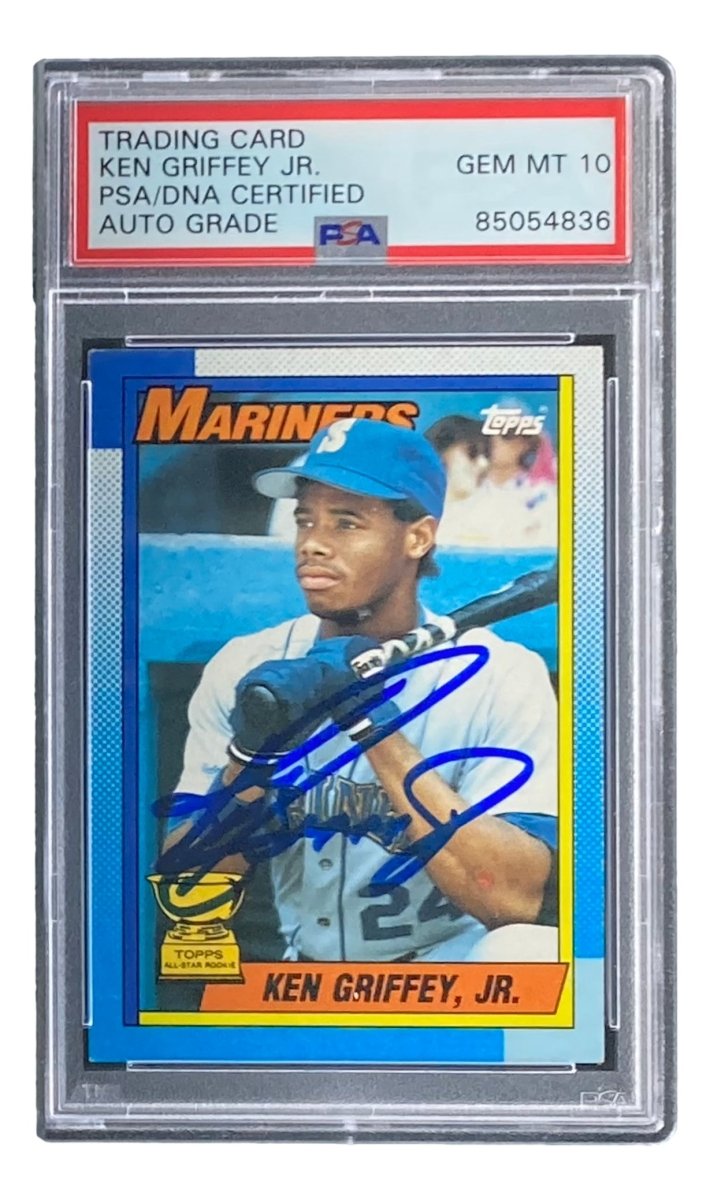 Ken Griffey Jr Signed Seattle Mariners 1990 Topps #336 Rookie Baseball Card - PSA/DNA Certified Gem Mint 10 - Perfect for Sports Memorabilia Collectors & Baseball Fans Display