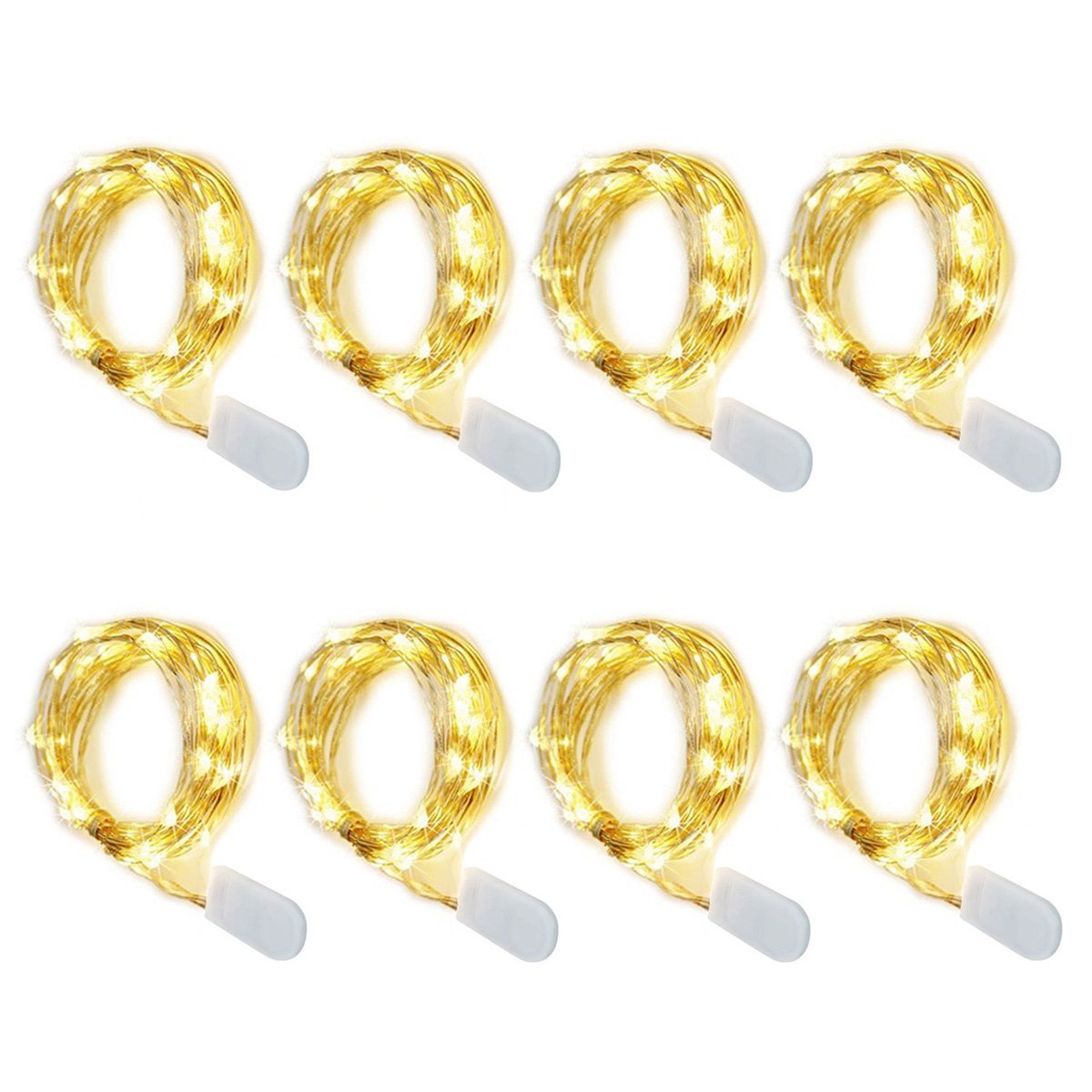 8-Pack AlleTechPlus 20 LED Fairy Lights - 7.2ft Waterproof String Lights for Valentine's Day, Warm White DIY Decorative Lighting | Perfect for Home Decor, Weddings, Bedrooms, Parties & Holiday Celebrations
