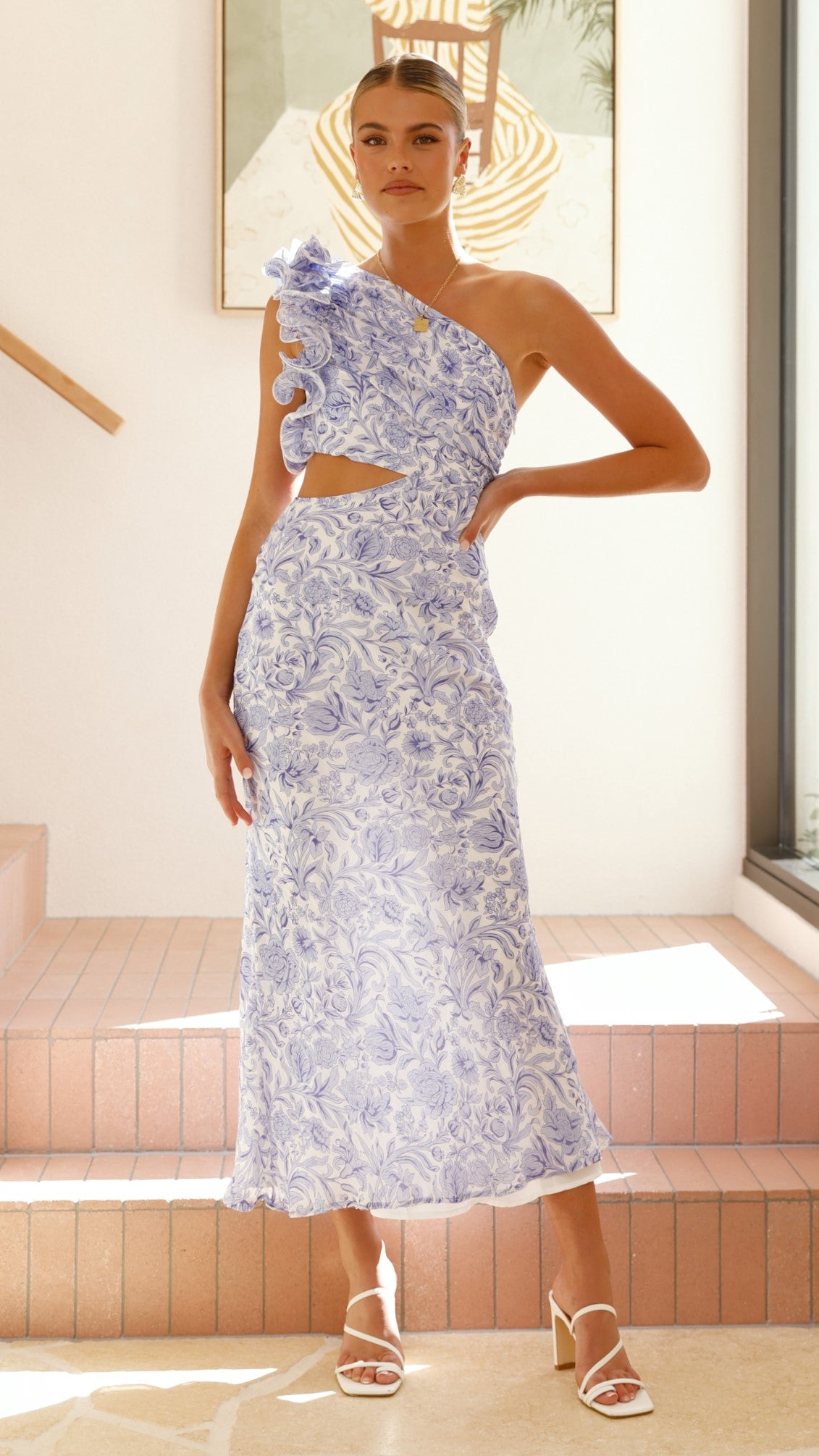 Amina Maxi Dress - Blue Floral Summer Dress for Women | Beach Wedding, Vacation & Party Wear