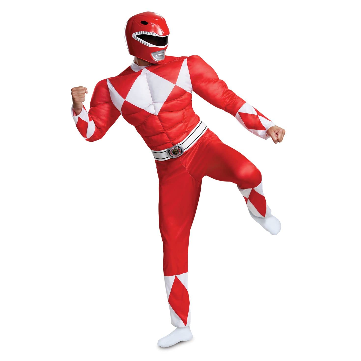 Red Ranger Classic Muscle Adult Costume for Men - Premium Superhero Halloween Cosplay Outfit | Perfect for Halloween Parties, Comic Con & Cosplay Events