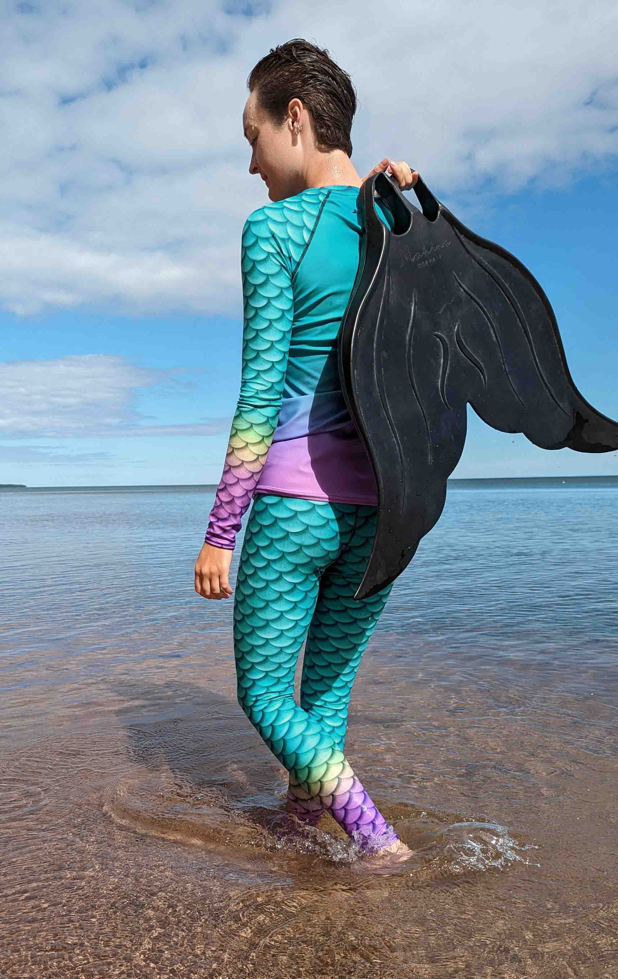Caicos Mermaid Rash Guard - UPF 50+ Sun Protection Swim Shirt for Women & Girls - Perfect for Swimming, Surfing, Beach & Water Sports