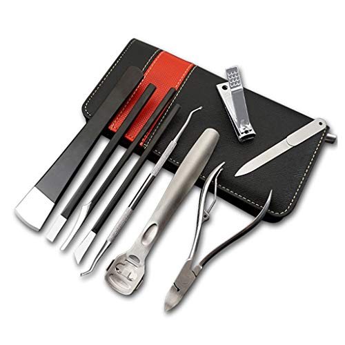 Premium 9-Piece Stainless Steel Pedicure Kit for Women - Professional Nail Clippers, Callus Remover & Foot Care Tools Set (Black) - Perfect for Home Spa, Salon & Travel Pedicure