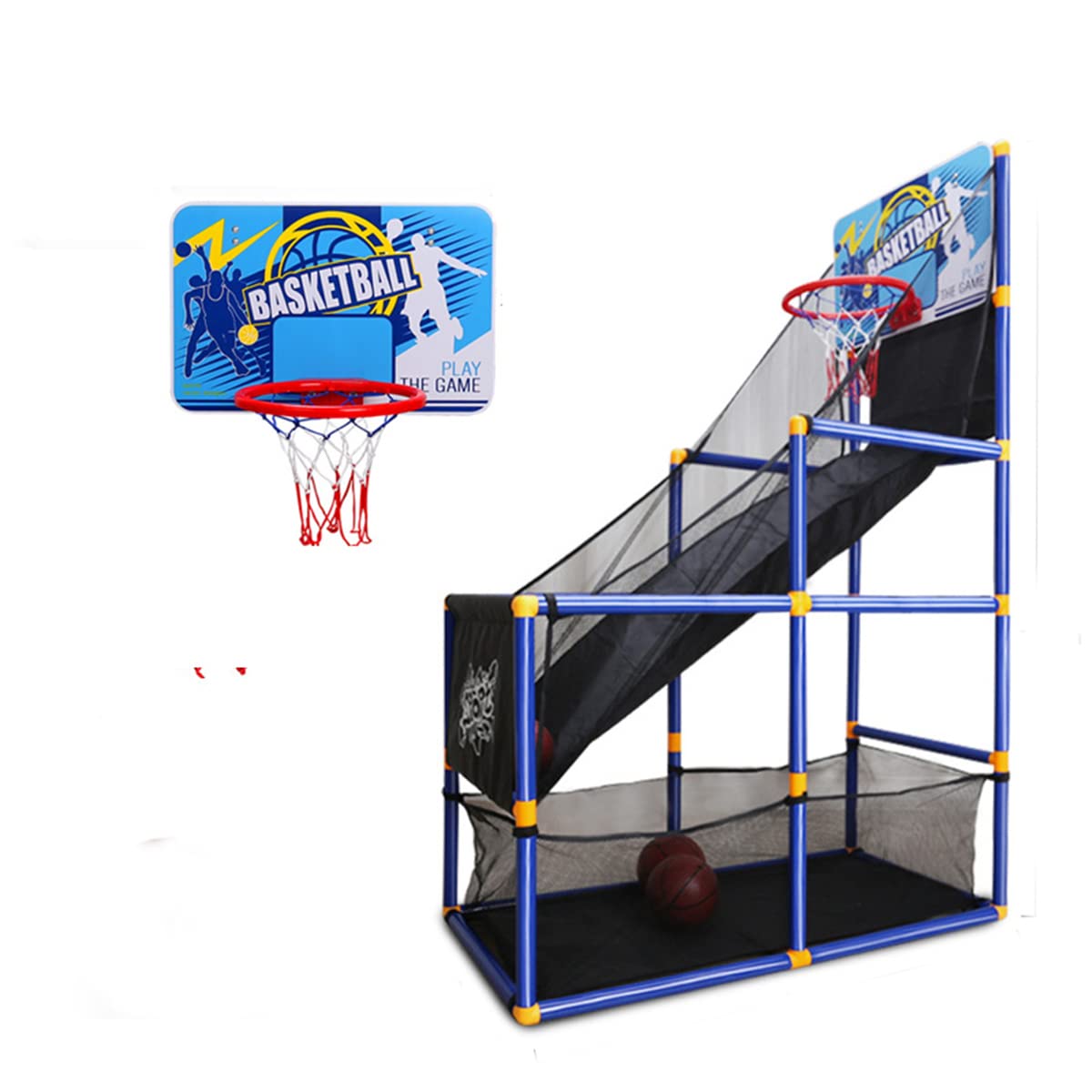 Scosao Single Player Basketball Shootout Game - Kids Indoor & Outdoor Basketball Hoop Arcade Game with 2 Basketballs & Air Pump - Perfect for Birthday Parties, Backyard Fun, and Family Game Nights