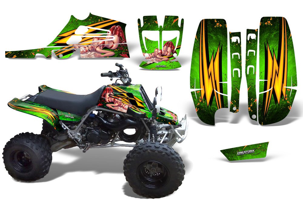 Yamaha Banshee 350 Fullbore Plastics Graphics Kit - High-Quality Decals & Stickers in Little Sins Green | Perfect for ATV Customization, Racing, and Off-Road Adventures