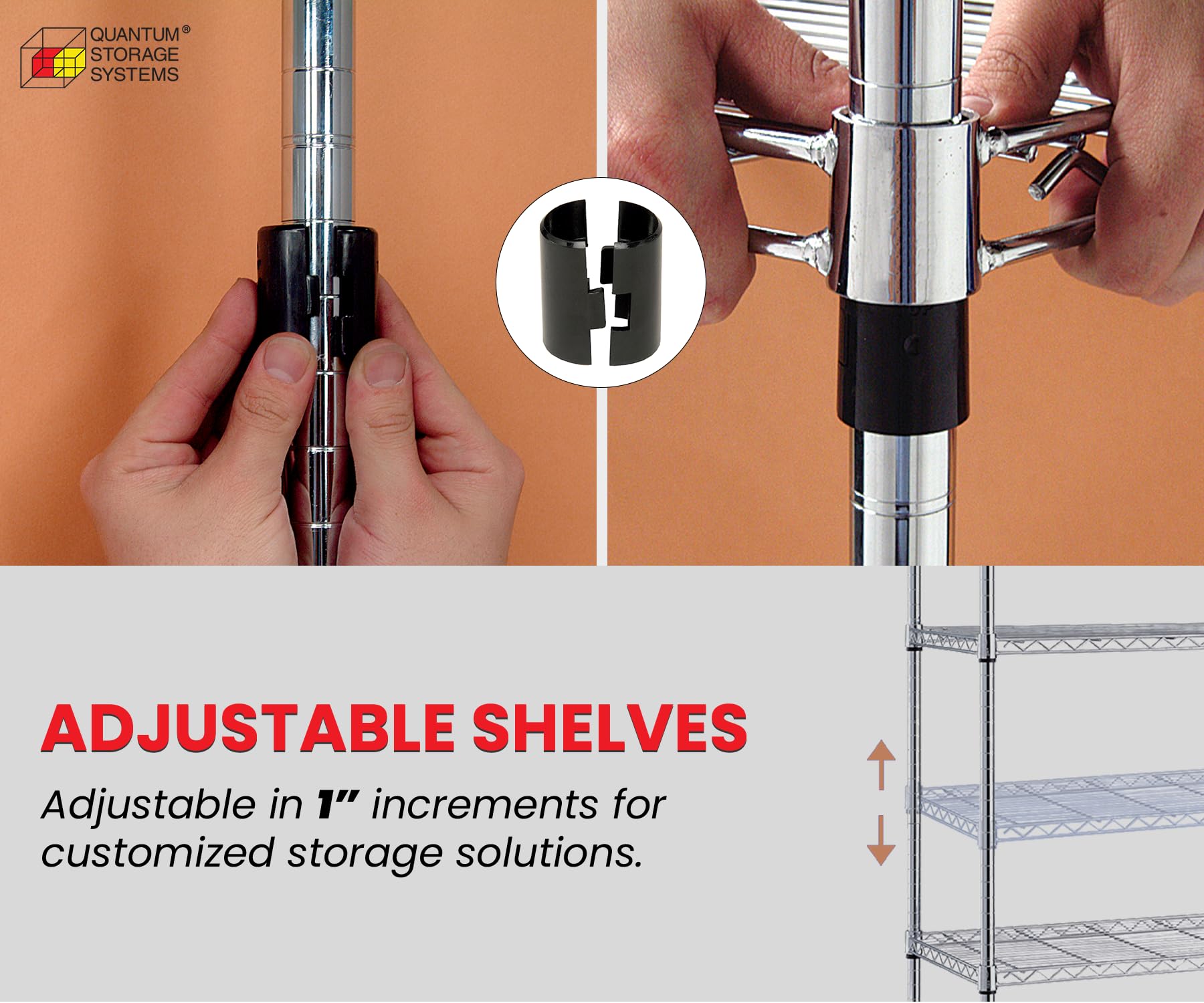 Quantum 4-Tier Wire Shelving Kit - 12x36x74