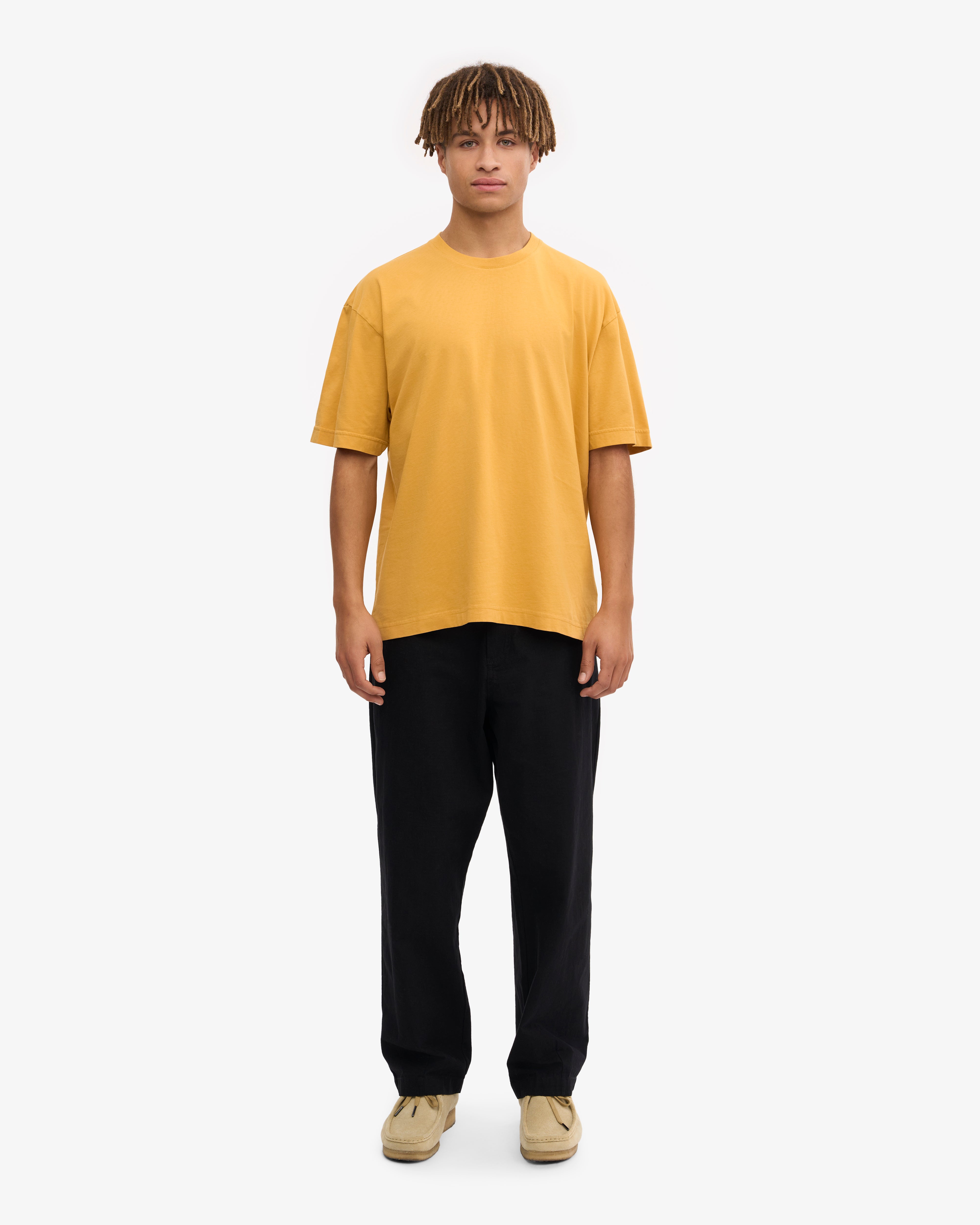 Organic Oversized T-Shirt for Women - Soft Burned Yellow Cotton Tee - Loose Fit Casual Shirt for Everyday Wear, Street Style & Layering