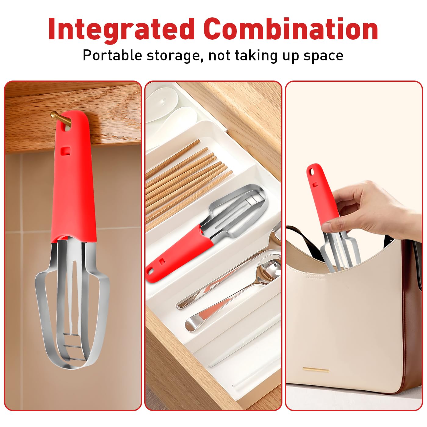 3-in-1 Watermelon Cutter with Fork Slicer & Popsicle Maker - Multi-Functional Melon Baller for Camping, Picnics & Kitchen Use (Red) - Perfect for Summer BBQs, Pool Parties & Outdoor Adventures